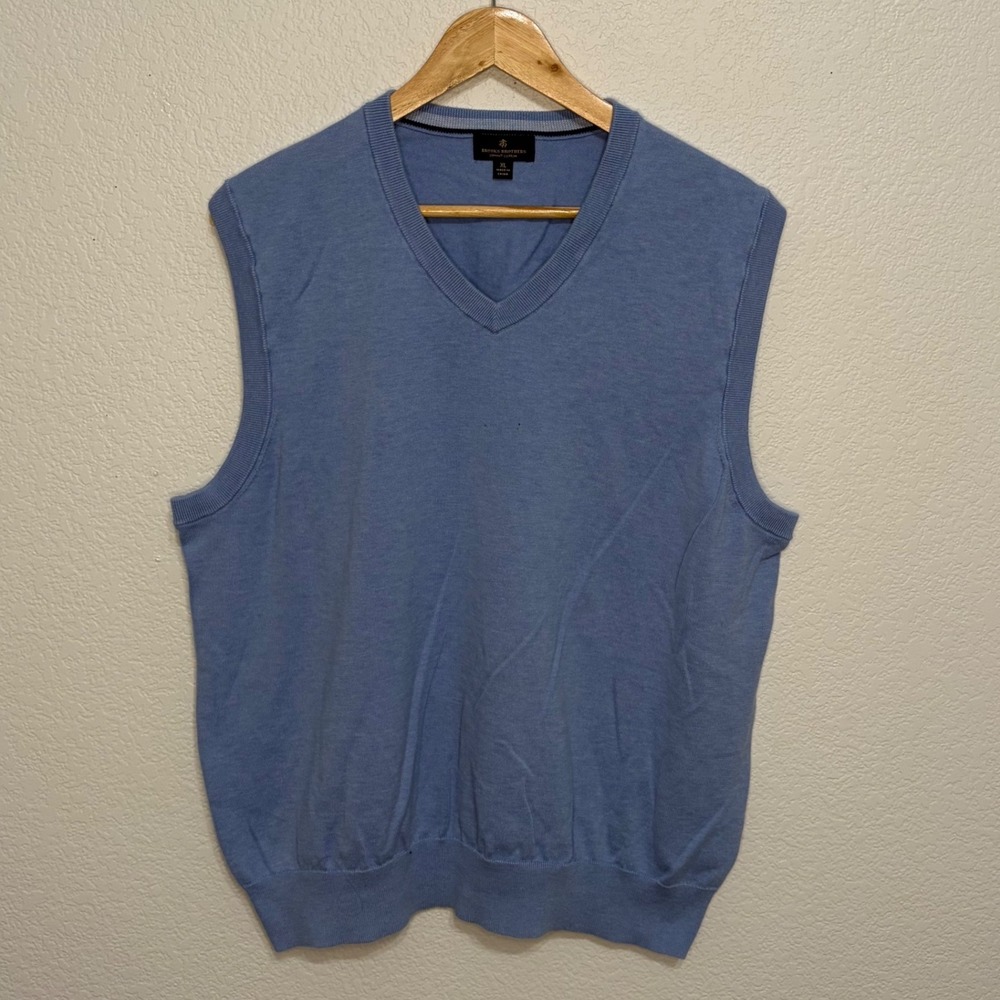 Brooks Brothers Supima Cotton V-Neck Sweater Vest Light Blue Mens XL